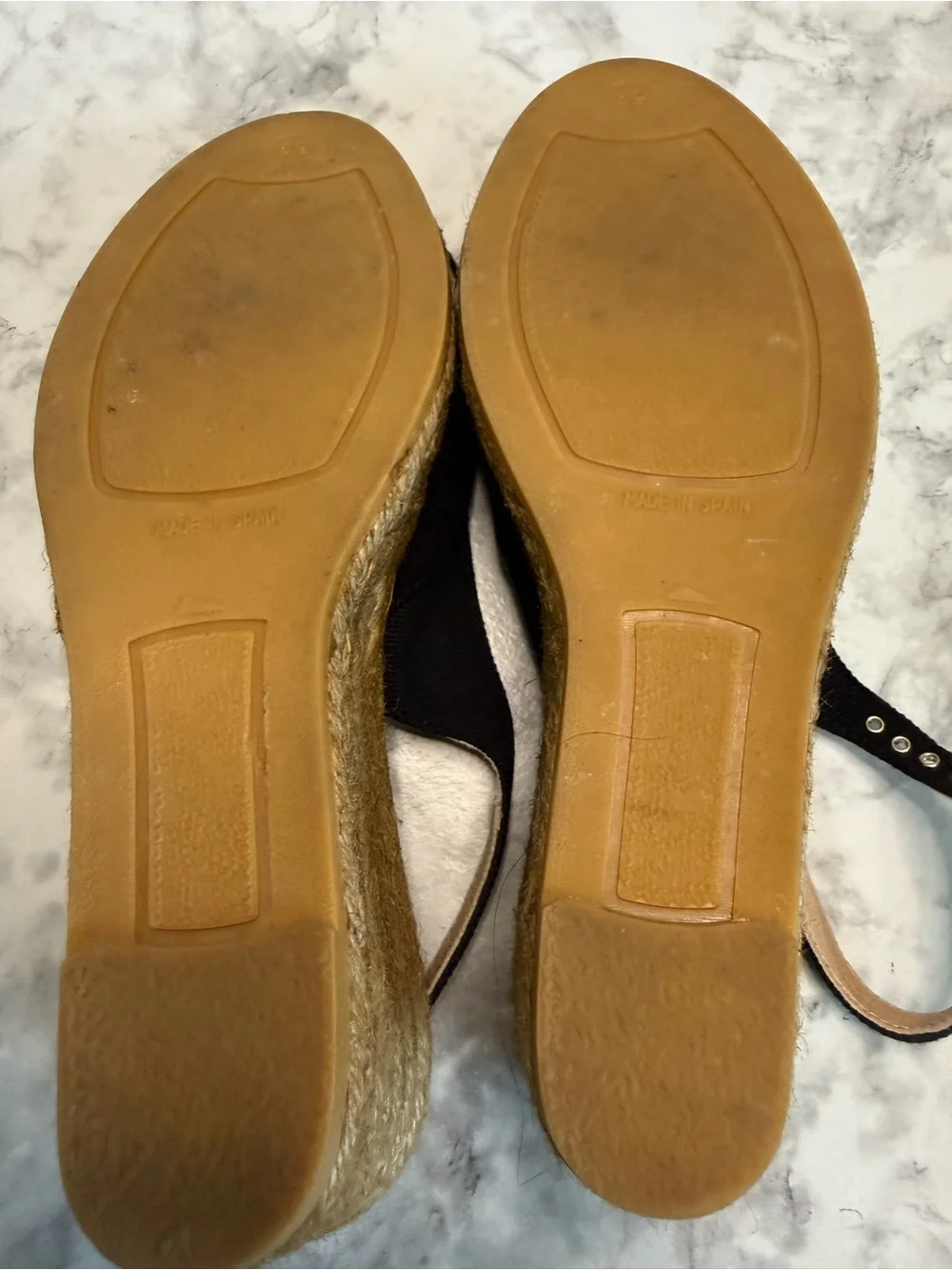 Viscata Barcelona Black Crisscross Espadrille Wedge Sandals Sz 8 1/2 made Spain